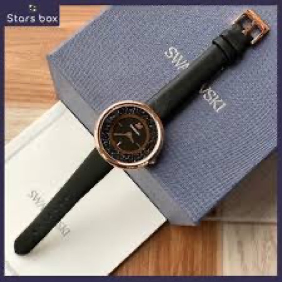 🎉🛍🎊Swarovski 5275043 Crystalline Pure Black Ladies Watch 🌻⌚️💐